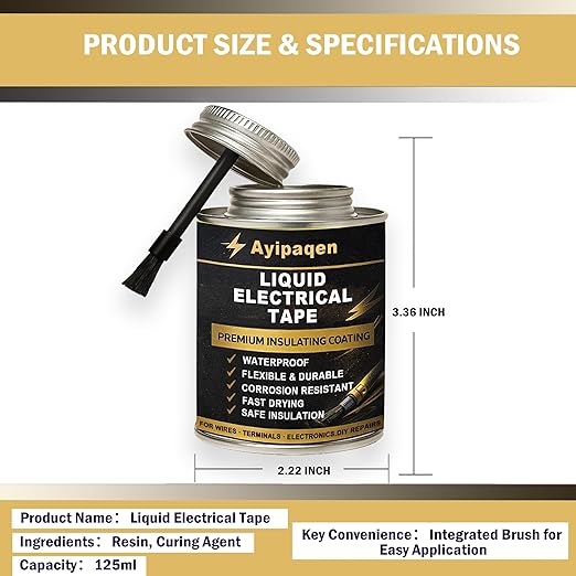 Liquid Electrical Tape Waterproof, 150ml Liquid Tape for Wire Insulation & Repair, Fast Drying Flexible Electrical Sealant, Heat Resistant Liquid Electrical Tape for Outdoor Indoor Use