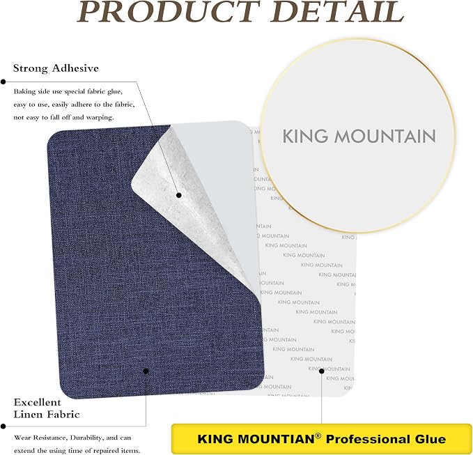 KING MOUNTAIN Fine Linen Repair Patches, 12" x 40" Self-Adhesive, Polyester, Rectangular, 1 Pack (Dark Blue, 1.0,)