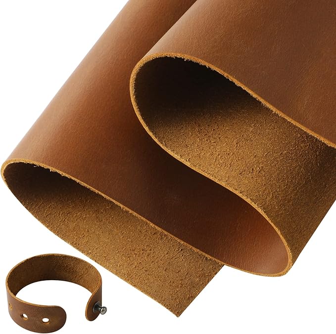 RingSun Bourbon Brown Genuine Leather Sheets for Crafts - Full Grain Tooling Leather (2mm), 12''X24''