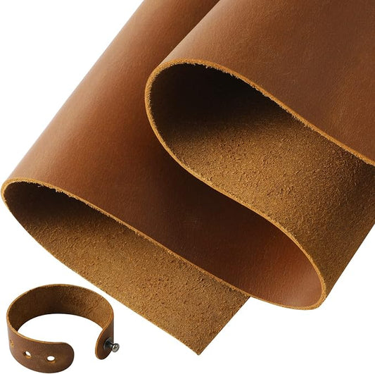 RingSun Bourbon Brown 12''X12'' Leather Sheets for Leather Crafts (2mm), Full Grain Leather Tooling Leather
