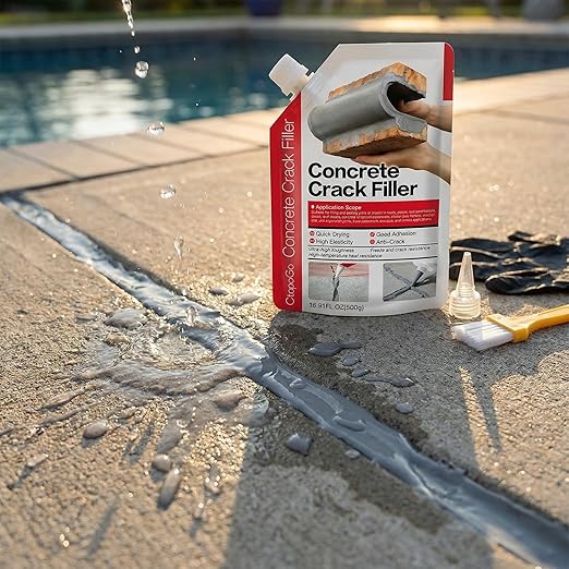 Concrete Crack Filler 2-Pack 2.2LB Grey, Self-Leveling High Elasticity Cement Sealant, Waterproof Repair Caulk for Driveway, Patio, Sidewalk, Garage, Basement– Professional-Grade Durability
