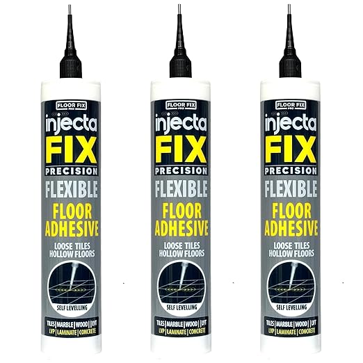 Floor-Fix Pro Injectafix Tile Repair Kit – Extra Strength Tile Adhesive for Loose & Hollow Floor Tiles, Wood, Laminate & LVT – Injection Repair Glue with Stainless Steel Precision Tip 10.1 fl oz (3)