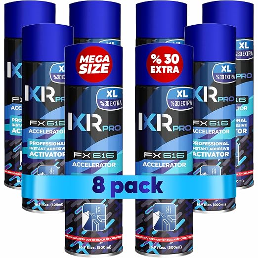 ixirpro CA Glue Activator Spray (8x16.9 oz) – Super Glue Accelerator for Instant Bonding | Fast-Drying Cyanoacrylate Activator for Woodworking, Plastic, Metal, 3D Printing, Guitar, DIY, and Repairs