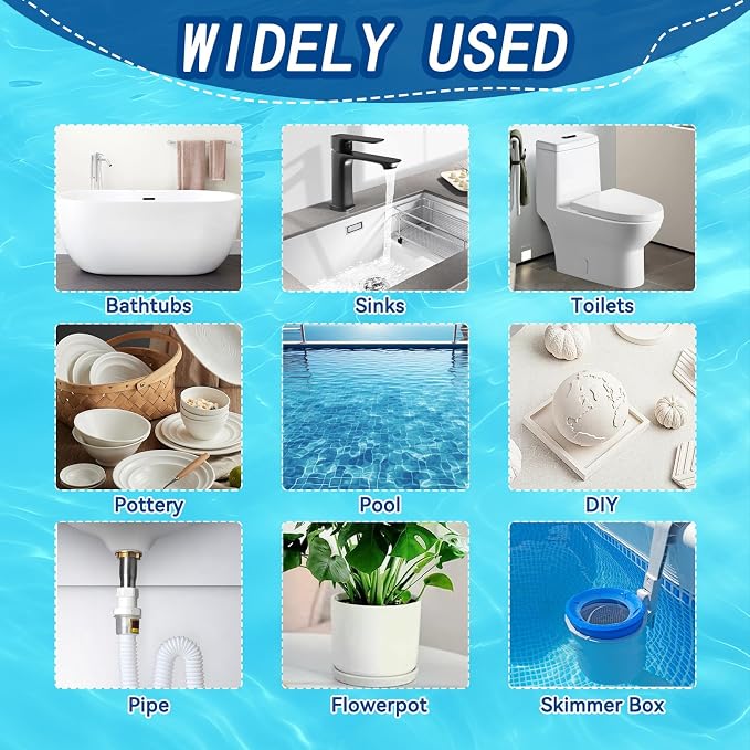Pool Epoxy Putty, 4.2 oz. Pool Putty, Underwater or Above Fast Repair, Fix Leaks, Cracks, Filling, Sculpting, 2 Part Epoxy Putty for Tile, Concrete, Fiberglass, Cement and Other Surfaces (White)