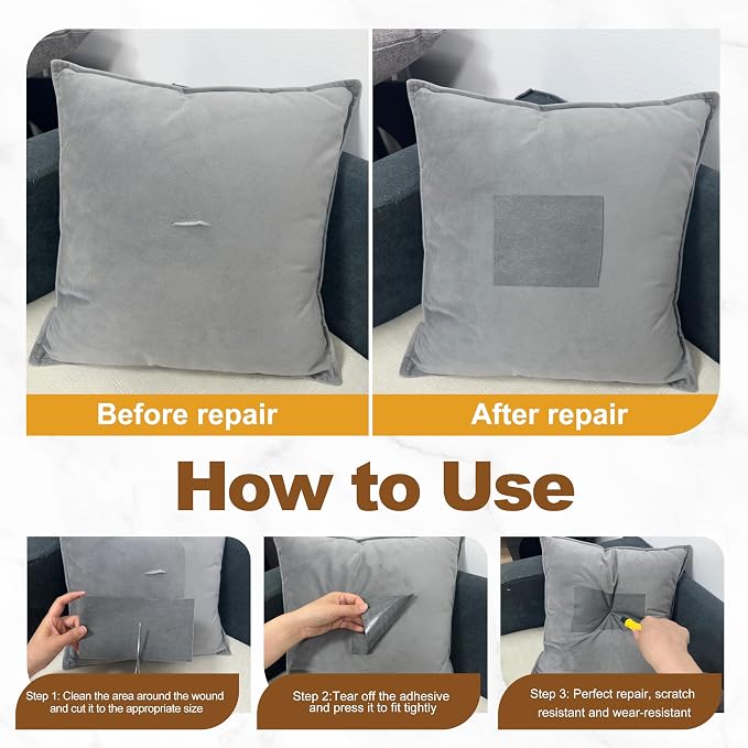 Velvet Repair Patch, Self-Adhesive Flannel Fabric Patch, Multi Colors, Microfiber Patch，Can be Used to Patch Sofas, Car Seats, Handbags, Jacket Holes and Tears (Light Brown)