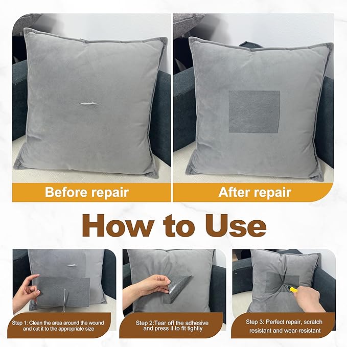 Azobur Sofa Fabric Repair Patch, Oversized Microfiber Patch, Self-Adhesive Repair Fabric, Super Cost-Effective (Olive Green)