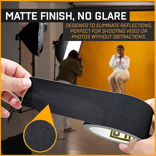 D-NYX Gaffer Tape 3 Inch x 1 Pack Black Gaff Tape, Heavy Duty No Residue Gaffers Tape, Matte Finish, Non-Reflective, Multipurpose Real Professional Grade Black Gaffer Tape Waterproof