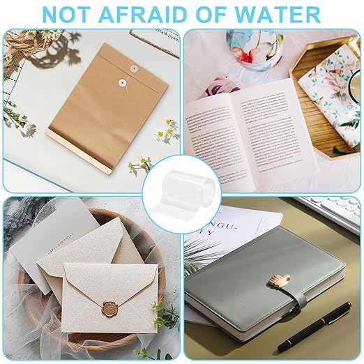 Engorgio 3Inch x 16.5Ft，Archival Safe Book Repair Tape 2pcs，Clear Strong Waterproof Adhesive，Old Books,Broken Pages，for Textbook Spine，Removable Book Binding Tape，Library Repair Supplies.