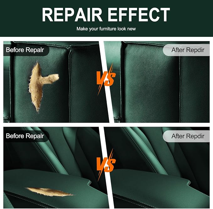 Leather Repair Patch 15.7x40 inch Large Self-Adhesive Leather Repair Tape Vinyl Leather Repair Kit for Sofa Car Seats Chairs Shoes Bags Damaged Leather Furniture (Green)