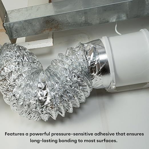 Fiberglass Aluminum Foil Tape 2in×82ft, Heavy Duty Flame Retardant Heat Shield, Reflective Thermal Insulation Adhesive for Exhaust Pipe, Muffler, Automotive & HVAC Duct Sealing