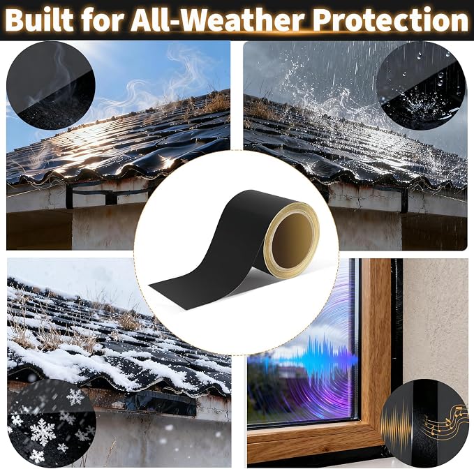 Flashing Tape for Windows and Doors, 3.75 in x 90 ft, 6 Rolls, Acrylic Adhesive, Self-Adhesive Flashing Tape, Waterproof, UV Resistant, Great for Sealing Doors, Windows, and Construction & Repairs