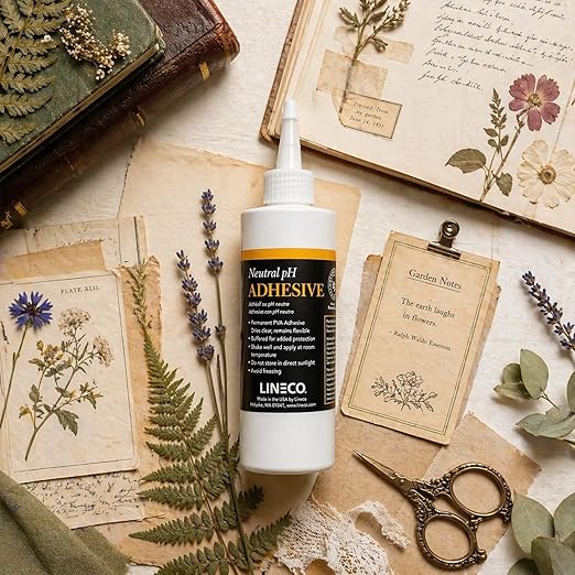 LINECO Neutral pH Adhesive 8 Oz, Acid-Free, All-purpose Glue, Dries Clear and Remains Flexible. Used for Bookbinding and Book Repair, Framing, Collages, Paper Art and Crafts