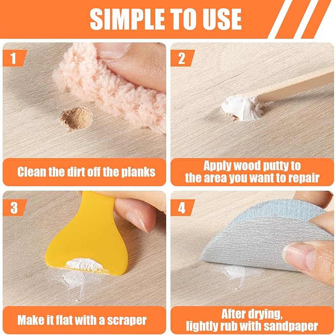 Deuvuo White Wood Filler, 32 Oz Paintable white Wood Putty, Stainable Wood Filler - Exterior Wood Repair Filler Kit Offers a Quick and Lasting Fix for Furniture, Cabinets, Floors,Door, Deck