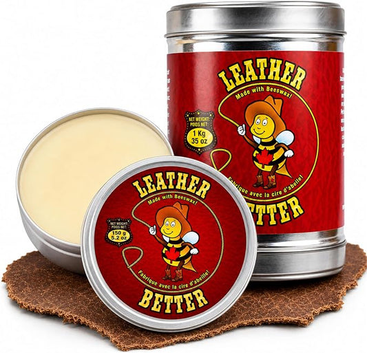Leather Better All Natural Leather Furniture Cleaner and Conditioner, 40.2 oz - Beeswax, Tallow & Jojoba Oil/Conditions, Softens & Restores Leather Sofas, Boots, Car Seats, Saddles & Bags | Deeply conditions for 3+ months, Eco-Friendly Recyclable Tin, ...