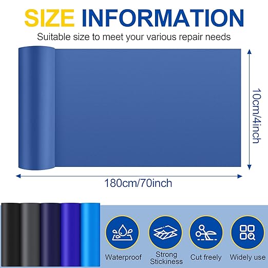 Fabric Repair Tape, Self Adhesive Nylon Repair Patch, Waterproof Outdoor Nylon Tape/Patch Kit for Down Jacket Clothing Tent Awnings Boat Cover Couches Royal Blue 4x70 inch