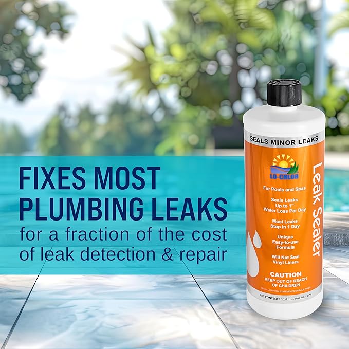 Lo-Chlor Leak Sealer for Swimming Pool, Hot Tub and Spa, Seals Minor Leaks Within 24 Hours, No Need to Drain, Pour into Skimmer, for Inground and Swimming Pools Above Ground, 32 oz