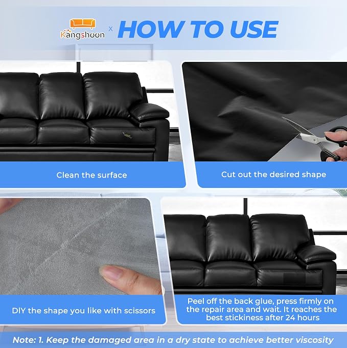 Kangshoon Leather Repair Patches, 3.5X79 Inch Self-Adhesive Leather Repair Tape, Stretch Vinyl Repair Kit for Couch Furniture Sofas Car Seats (Coffee, 3.5X79 Inch)