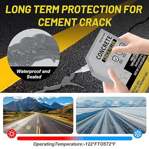 Concrete Crack Filler, Cement Crack Filler Outdoor, Waterproof Repair Sealant, Quick-Drying Sealing Adhesive, for Driveway, Walkway, Patio, Joint (3)