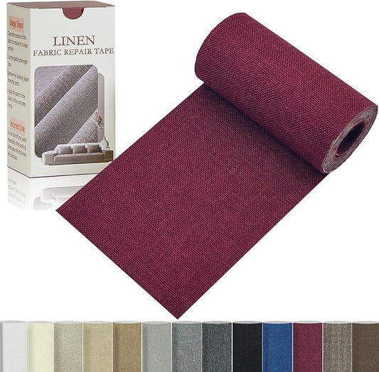 Gheeidau Linen Repair Tape 4x70 Inch Self-Adhesive Couch Patch Repair Fabric Patch for Furniture,Sofas,Cushion,Chairs,Bags,Linen Goods(Burgundy)