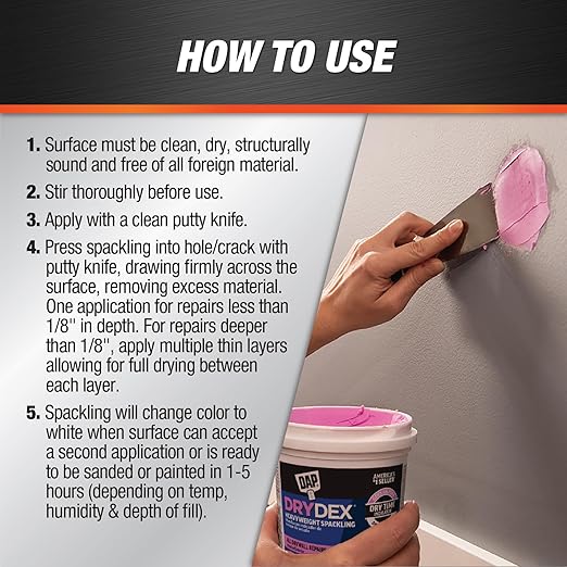 DAP DryDex Dry Time Indicator Spackling, Pink/White, 32 Oz (7079812330) (Pack of 2)
