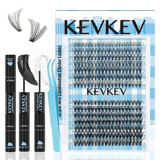 Lash Clusters Kit 280 Pcs Volume Eyelash Clusters 30D+40D D Curl Lash Extension Kit 9-16mm Individual Lashes Thin Band,With Lash Bond and Seal Tweezers For Self Use(30D+40D,9-16mm)