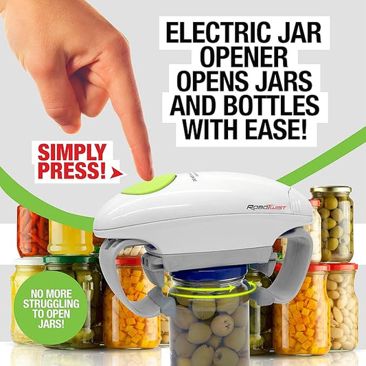 Robotwist Automatic Jar Opener,Deluxe Model with Improved Torque,Robo Twist Kitchen Gadgets for Home,Electric Handsfree Easy Jar Opener – Works on All-Jar Sizes,As Seen on TV,(Pack of 6)