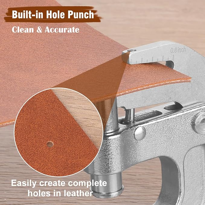 200 Sets Leather Snap Fasteners Kit – 40 Sets 15mm Snap Buttons and 160 Sets Double Cap Rivets（6mm & 8mm Height in 4 Colors with Press Pliers – for Leather Craft, Jeans, Jackets, Bags, DIY Repair