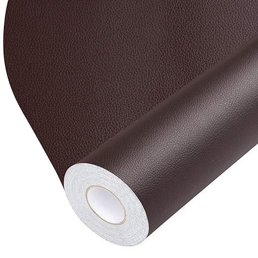 BSZHTECH Leather Repair Tape Self-Adhesive Leather Repair Patch for Couch Furniture Sofas Car Seats Advanced PU Vinyl Leather Repair Kit (Dark Brown, 17X79 inch)