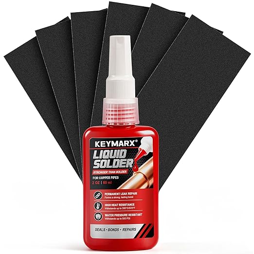 2 oz Liquid Solder for Copper & Brass, No Heat Plumbing Soldering Kit, Instant Leak Seal up to 500 PSI, Safe from -60°F to +300°F, Ideal for Plumbing & HVAC Repairs