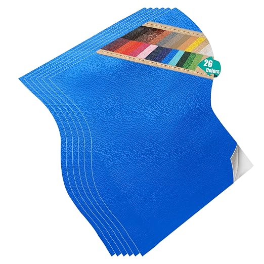 6 Pcs Leather Repair Patch, 8 in x 12 in Self Adhesive Leather Repair Tape with Wear-Resisting, Waterproof, PU Leather Repair Tape for Furniture, Couches, Car Seats, Chair (Sky Blue)