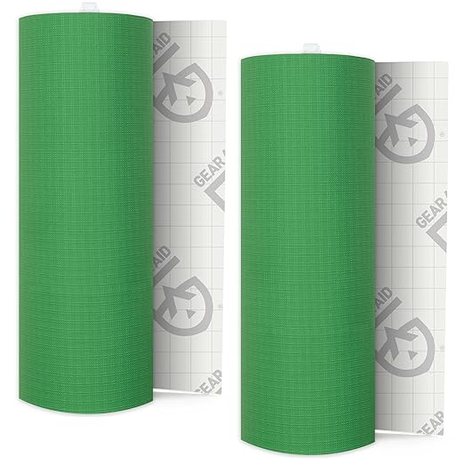 GEAR AID Tenacious Tape 3” x 20” Fabric and Vinyl Gear Repair Tape, Fix Holes and Rips in Puffy Jackets, Rain Gear, Tents, Sleeping Bags and Outdoor Equipment, Green, 2 Rolls