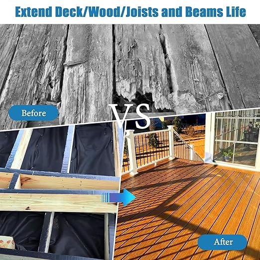 Joist Tape for Decking 2''×50',16 Pack Weather-Resistant Deck Joist Tape,Waterproof Seal Antiseptic Butyl Joists Tape,Self-Adhesive Flashing Joists Tape for Wood Decks Beams Roof