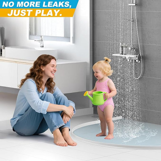 98Inch Shower Threshold Water Dam, Self-Adhesive Silicone Shower Barrier Water Stopper Shower Door Bottom Seal Strip Shower Splash Guard for Bathroom Kitchen Bathtub