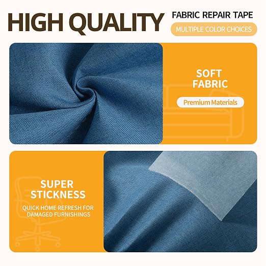 Fabric Repair Tape, Self-Adhesive Couch Patch Repair Fabric Patches for Furniture, Couch Repairing Kit Tape for Upholstery, Carpets, Chairs, Sofas, Pillows Linen 4x80 Inch Navy Blue