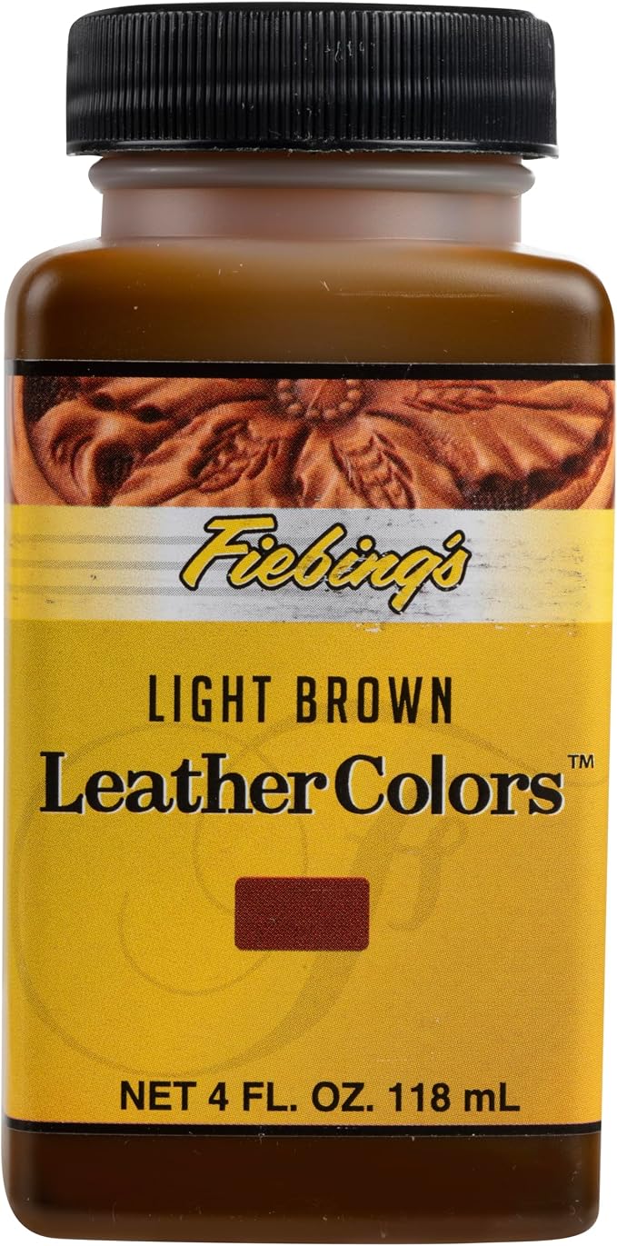 Fiebing's LeatherColors (4 Fl Oz, Light Brown) - Leather Dye for Leather - Water-Based, Non-Flammable Formula - Permanent & Penetrating Color for Shoes, Boots, Furniture - Safe for Institution Use