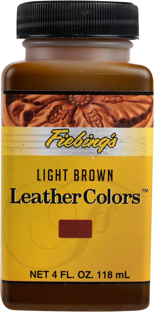 Fiebing's LeatherColors (4 Fl Oz, Light Brown) - Leather Dye for Leather - Water-Based, Non-Flammable Formula - Permanent & Penetrating Color for Shoes, Boots, Furniture - Safe for Institution Use