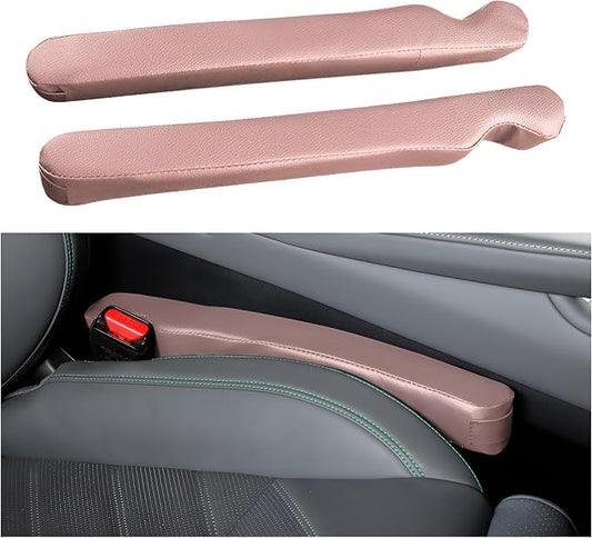 Car Seat Gap Filler, 2PCS Soft Foam Leather Vehicle Seat Crevice Blocker Stop Things from Dropping, Automotive No Drop Plug Guard Gap Stopper, Universal for Truck SUV RV (Pink)