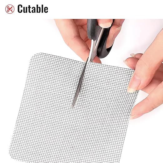 Matenf Window Screen Repair Patch, 10 Patches, 4"x 4"(10cm x 10cm), Gray, 3-Layer Strong Adhesive Window Screen Mesh Tape, Repair Kit for Window and Door Screen Tears Holes
