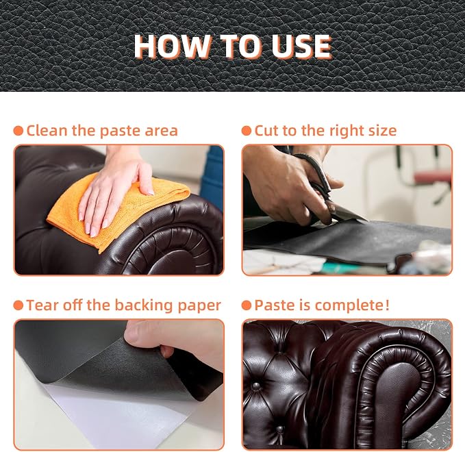 DXBULL Large Leather Repair Kit Self Adhesive Leather Tape Waterproof, DIY Leather Patch for Couches Car Seats Furniture Kitchen Cabinets Wall 23.6 x 78.7 inch (Dark Coffee)