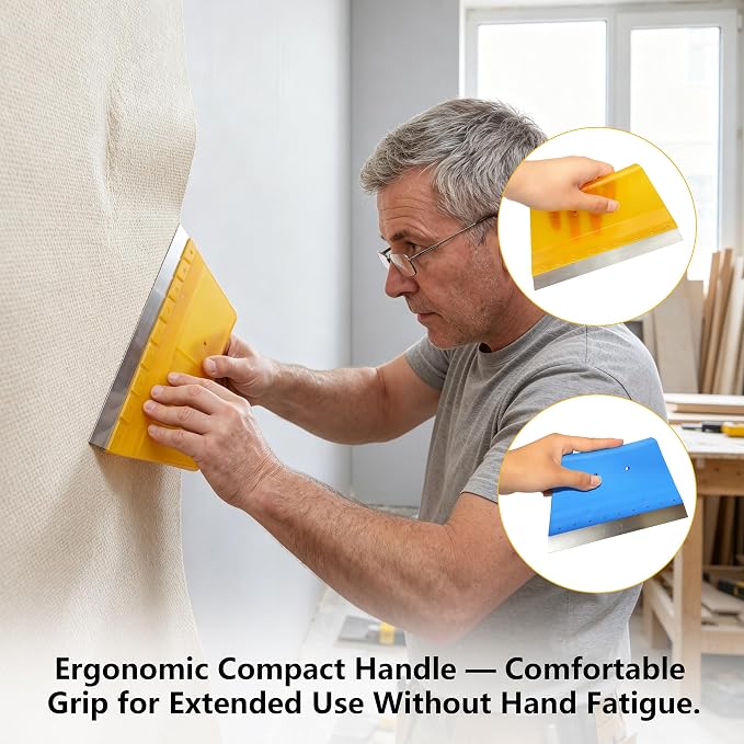 2 Pack 8 Inch Paint Edger & Trim Guard, Stainless Steel Cutting-in Tool, Painter's Tape Alternative for Ceilings, Baseboards, Door Frames & Trim, Yellow & Blue