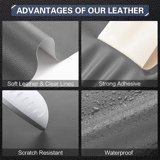 Leather Repair Kit for Furniture 4"x 63" Leather Tape Repair Patch Self Adhesive Sofa Vinyl Repair Patch Kit for Car Seat,Couch,Boat Seat,Chair - Dark Gray