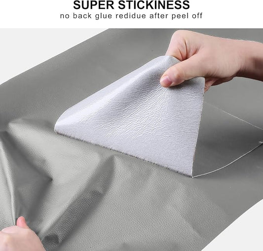YAFLC Leather Repair Patch for Furniture, 4" x 63" Self Adhesive Leather Repair Kit Vinyl Repair Tape for Car Seat Sofa Jackets Couches Chair Grey