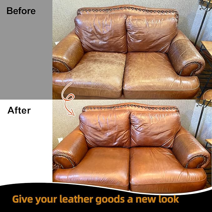 Leather Recoloring Balm, Leather Color Restorer, Leather Restorer for Couches, Leather Scratch Remover, Leather Scratch Repair, Leather Repair Kit for Furniture, Leather Dye (Red)