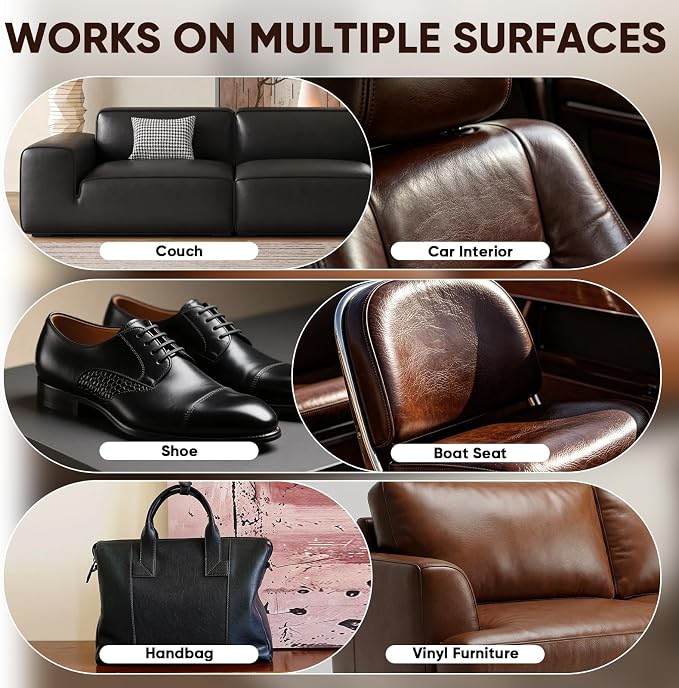 Leather & Vinyl Repair Kit, DIY Color Repair for Cracks,Scratches,10 Color | Blendable Colors; Flexible Formula; Strong Adhesion; Smooth Finish; Fast Drying; Long-Lasting Repair