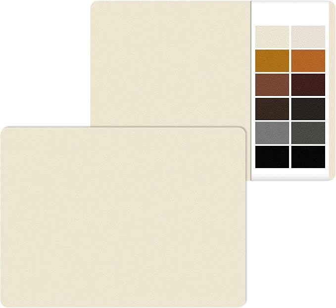 IANZE 2Pcs Leather Repair Patch, Self Adhesive Leather Repair Patch for Car Seats, Couches, Furniture, Sofa, Handbags, Office Chair (Beige)