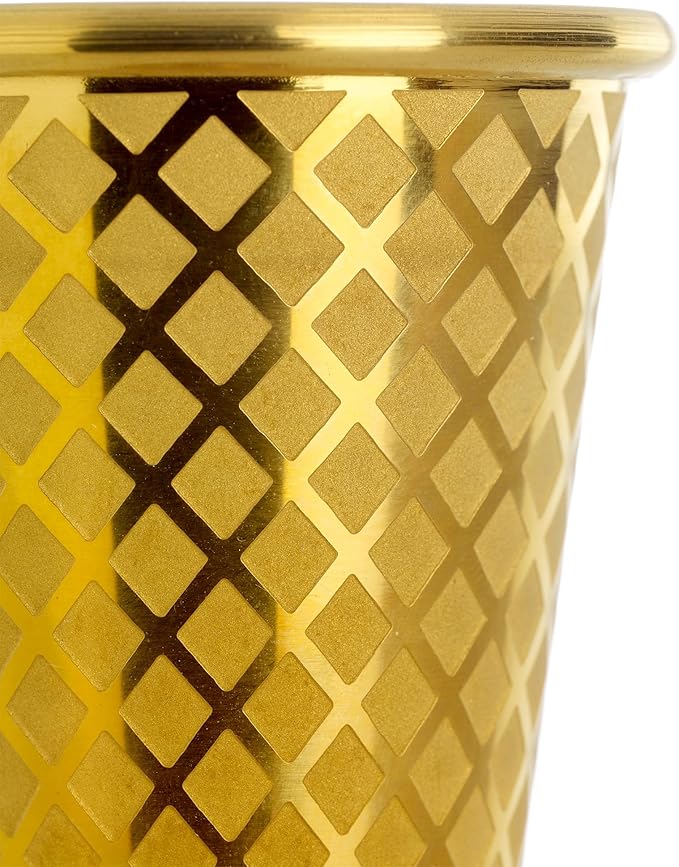 Barfly 1 x 2 oz. Diamond Lattice Etch Japanese Style Jigger, Gold Plated