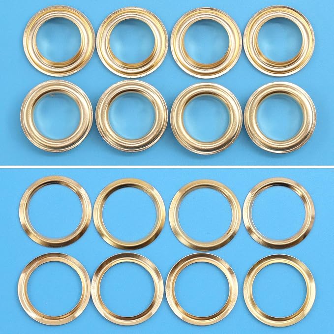 Glarks 124Pcs 1/2 Inch Gold Grommets Eyelets with Tool Sets, 120Pcs Grommets Eyelets with 4Pcs Installation Tools for Fabric, Canvas, Curtain, Clothing, Leather Repair and Decoration