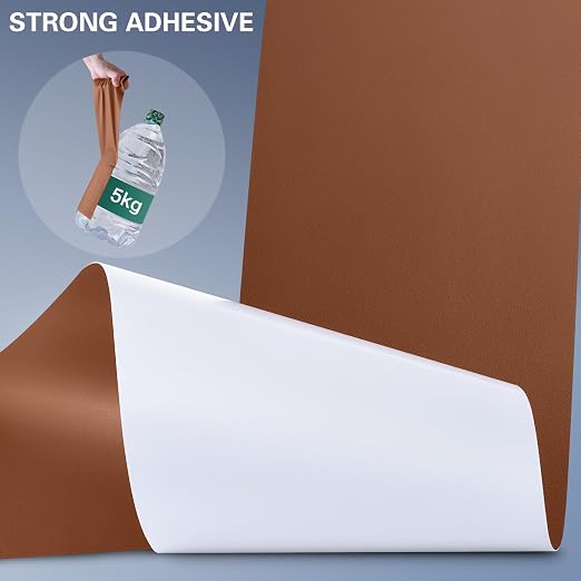 Self Adhesive Leather Repair Patch Kit, 31.4 in x 16 in Large Vinyl Leather Repair Tape for Furniture, Car Seat, Couch, Sofa, Chair Smooth Brown