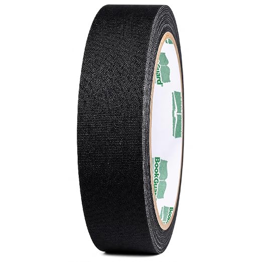 BookGuard 1 Inch Black Book Binding Tape, 15 Yard Book Repair Cloth Tape, Self-Adhesive Bookbinding Tape for Spines, Hinges, Covers, Bibles, Hymnals, Libraries and Schools