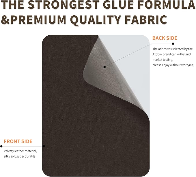 Azobur Sofa Fabric Repair Patch, 6 Piece Microfiber Patches, Self Adhesive Fabric Sofa Patch Repair Fabric, Luxurious Look, Quick Fix Sofa.(Dark Brown)